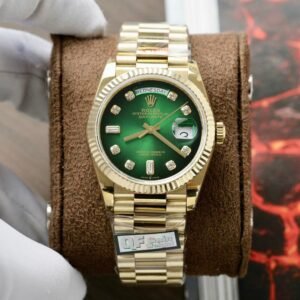 rolex day date 36mm – gold grün diamanten