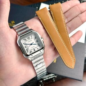 cartier santos 40mm edelstahl weiß